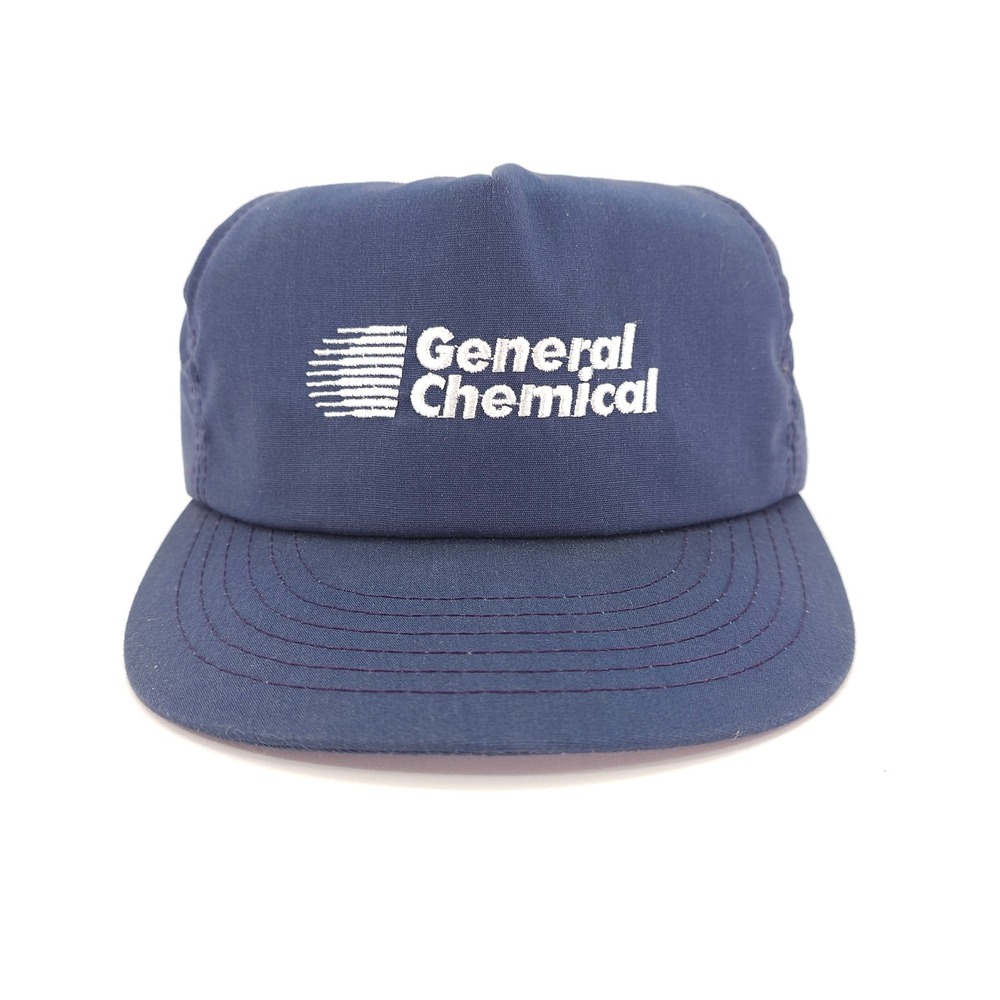 Vintage General Chemical Hat Mens OSFA Navy Blue Corporate Logo Snapback Cap